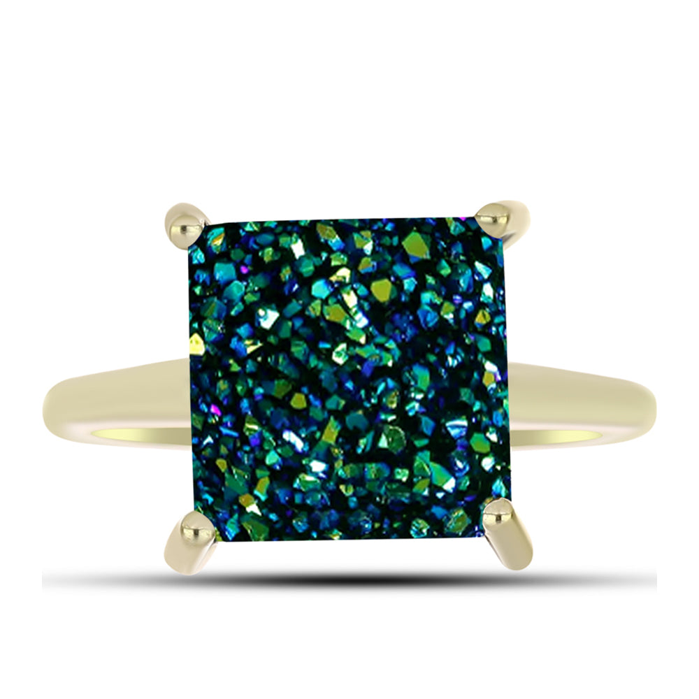 Inel din Argint 925 Placat cu Aur ( 2.1 grame ) cu Drusy Verde 4.87 Carate