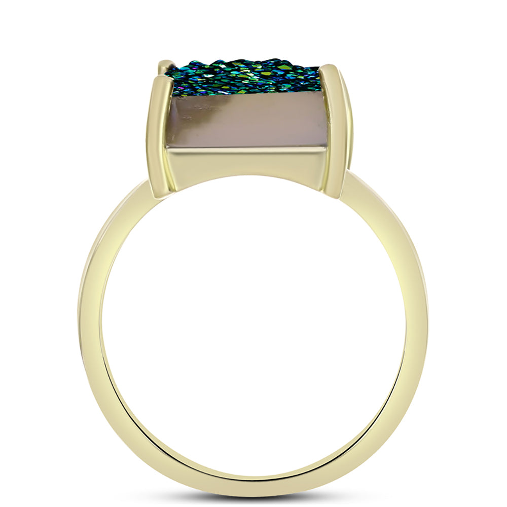 Inel din Argint 925 Placat cu Aur ( 2.1 grame ) cu Drusy Verde 4.87 Carate 2 