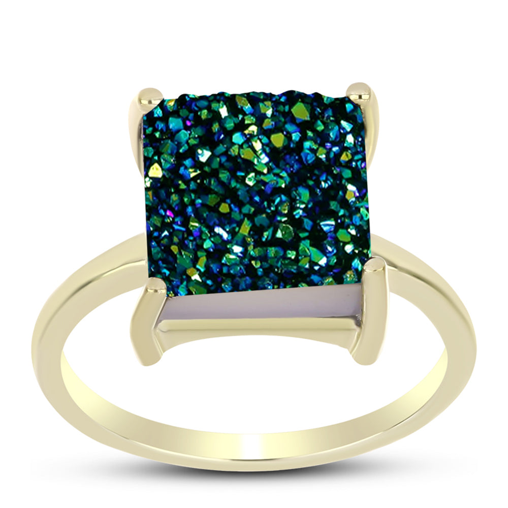 Inel din Argint 925 Placat cu Aur ( 2.1 grame ) cu Drusy Verde 4.87 Carate 3 