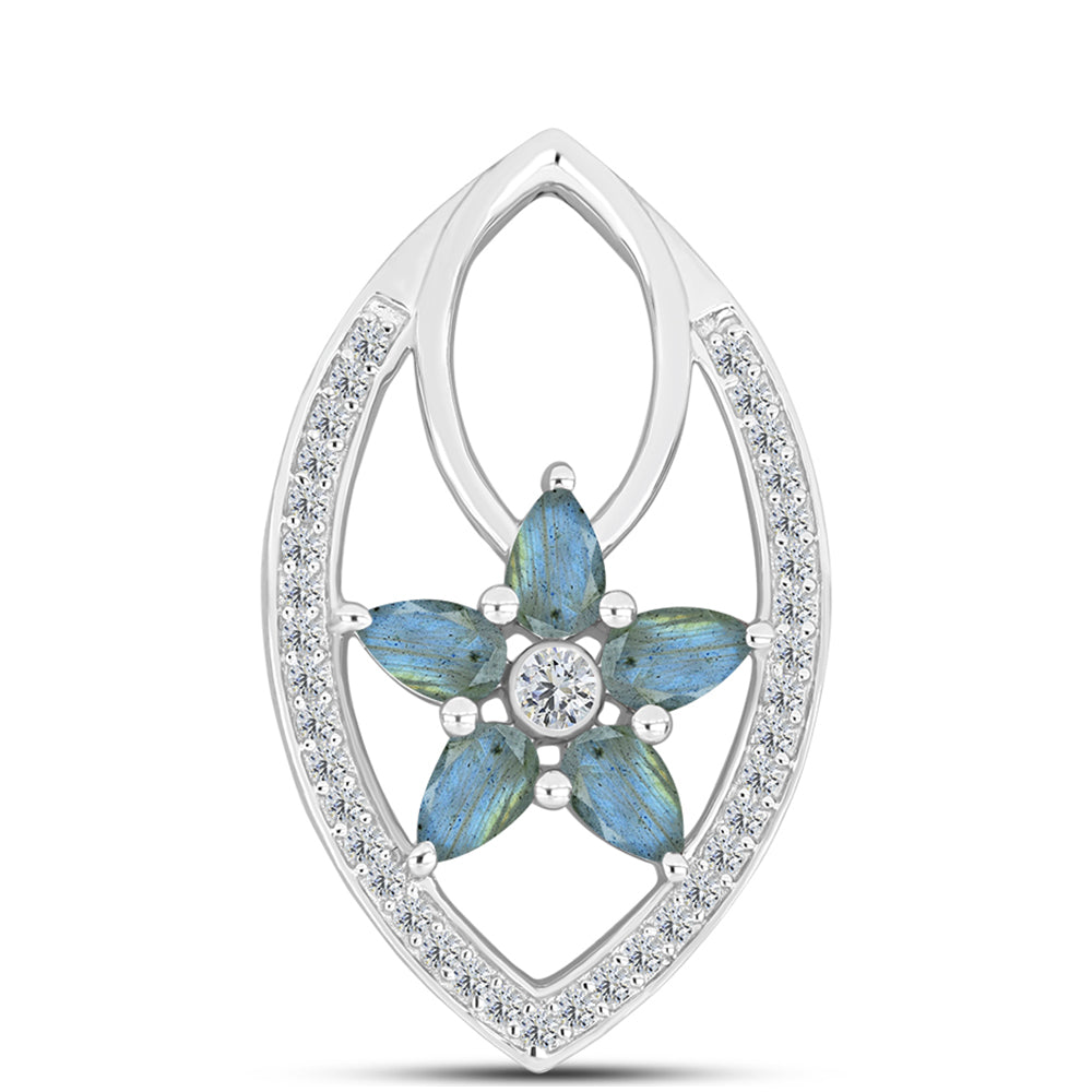 Pandantiv din Argint 925 ( 2.69 grame ) cu Labradorit și Topaz Alb 1.39 Carate 1 