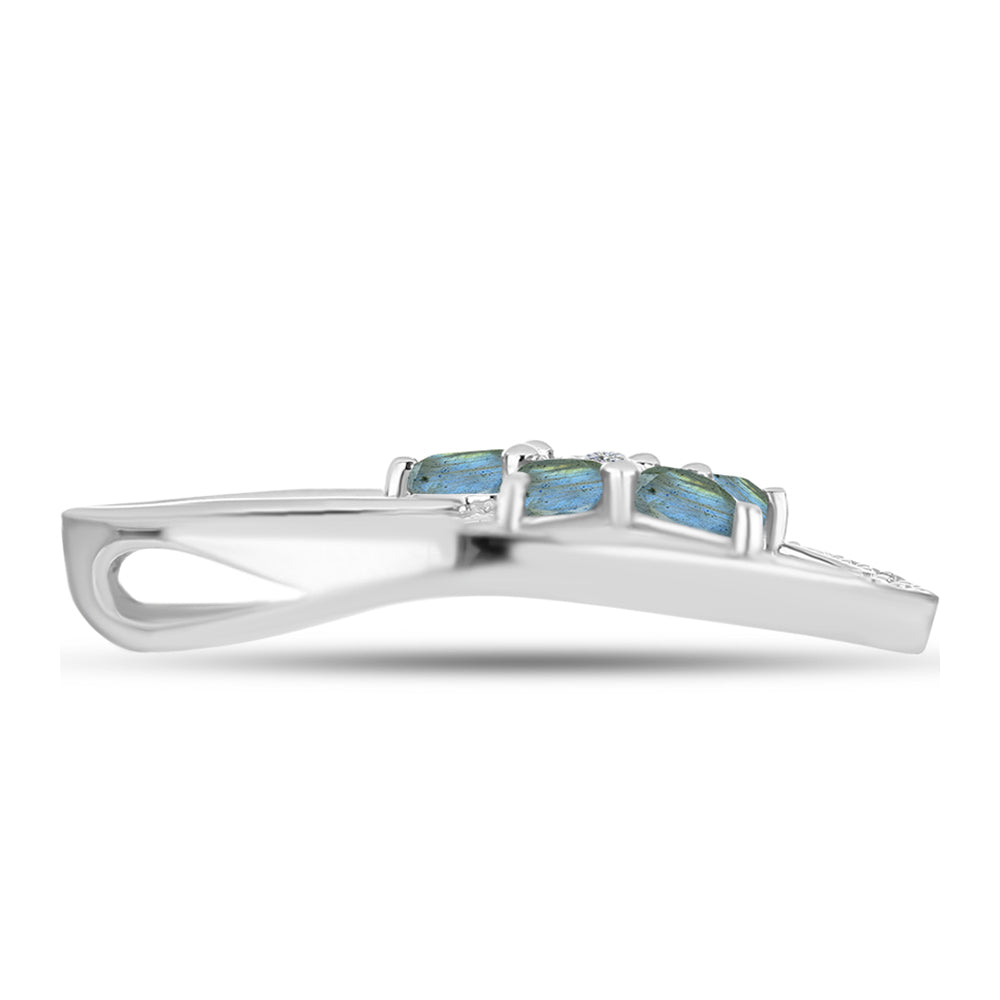 Pandantiv din Argint 925 ( 2.69 grame ) cu Labradorit și Topaz Alb 1.39 Carate 2 