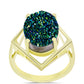 Inel din Argint 925 Placat cu Aur ( 4.06 grame ) cu Drusy Verde 9.27 Carate