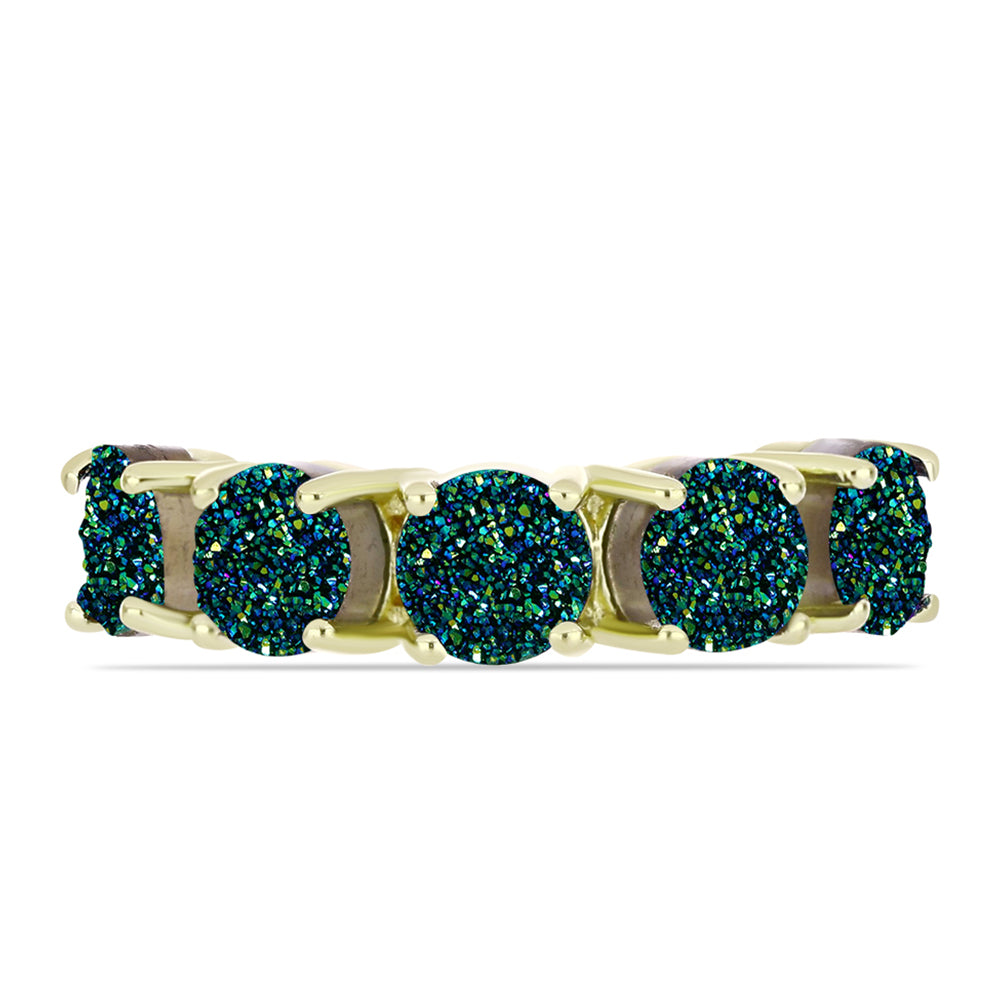 Inel din Argint 925 Placat cu Aur ( 2.23 grame ) cu Drusy Verde 4.7 Carate