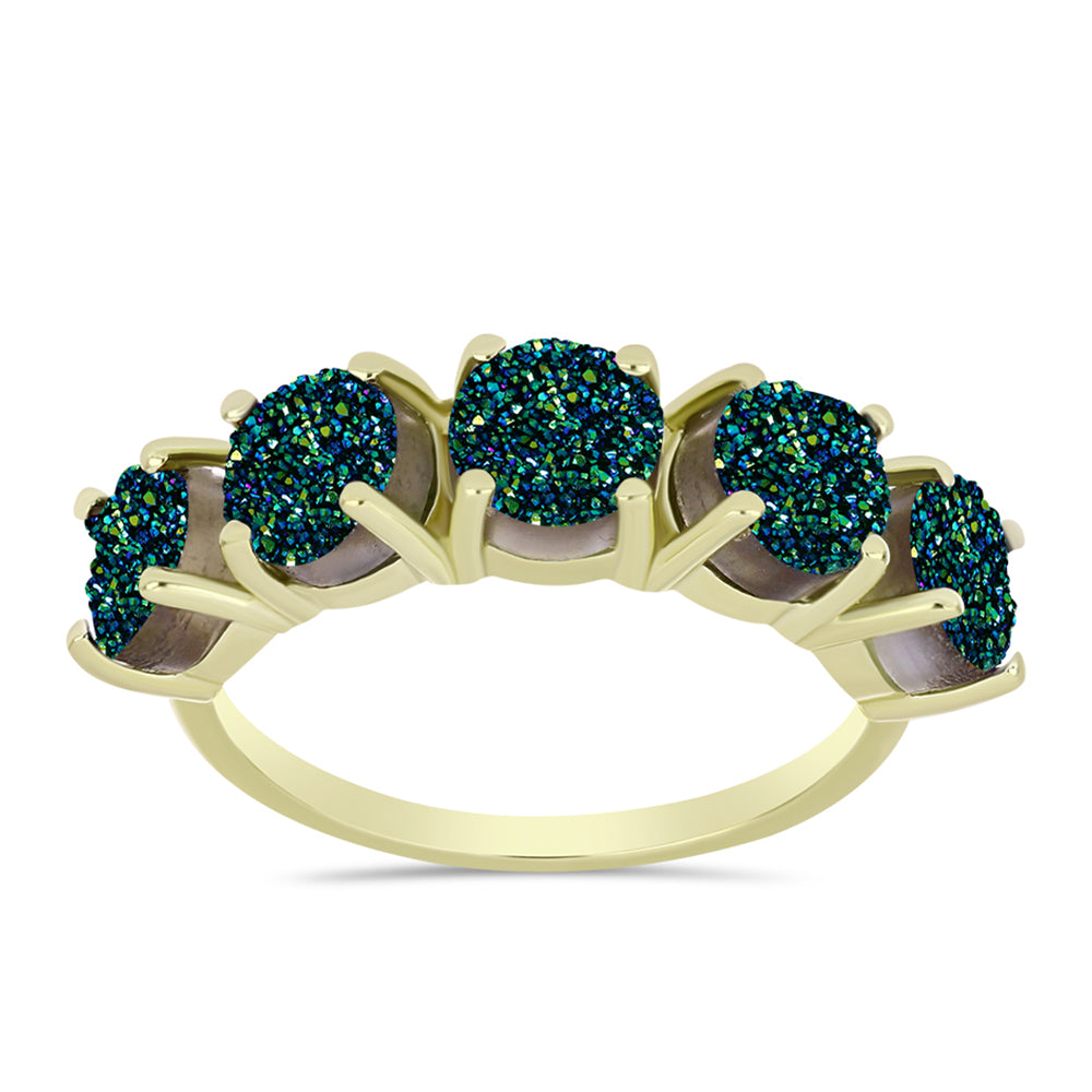 Inel din Argint 925 Placat cu Aur ( 2.23 grame ) cu Drusy Verde 4.7 Carate