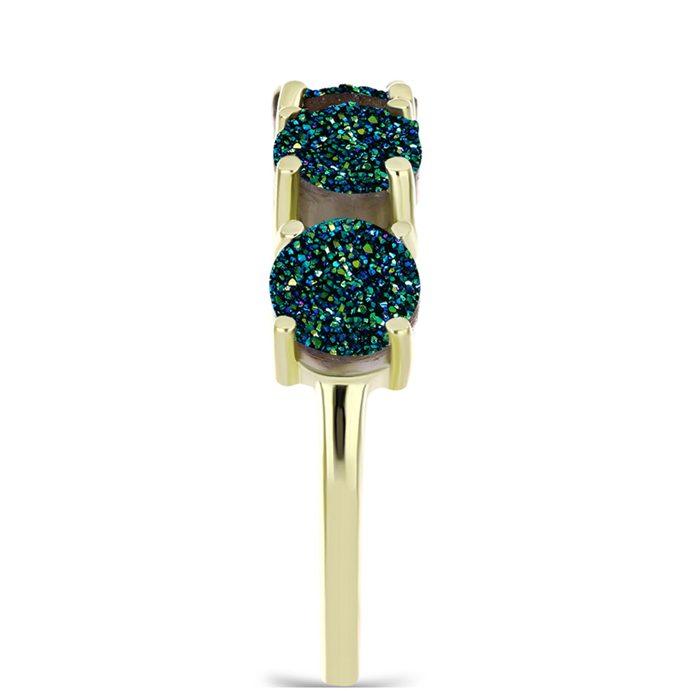 Inel din Argint 925 Placat cu Aur ( 2.23 grame ) cu Drusy Verde 4.7 Carate