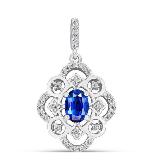 Pandantiv din Argint 925 ( 1.95 grame ) cu Safir Albastru Australian și Topaz Alb 1.43 Carate