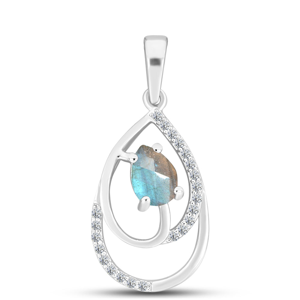 Pandantiv din Argint 925 ( 1.44 grame ) cu Labradorit și Topaz Alb 0.9 Carate