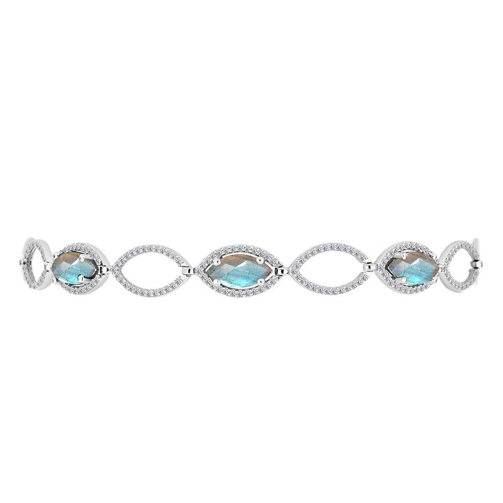 Brățară din Argint 925 ( 6.26 grame ) cu Labradorit și Topaz Alb 3.67 Carate 1 