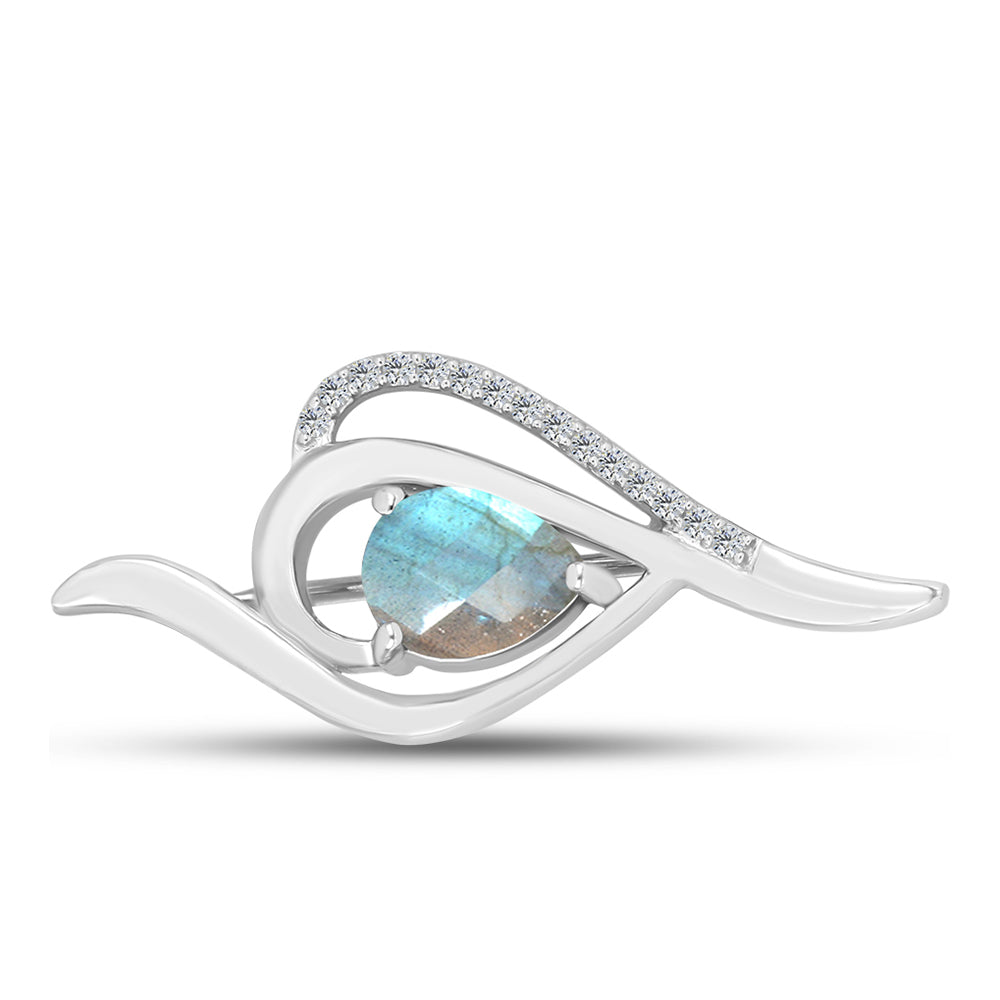 Broşă din Argint 925 ( 3.07 grame ) cu Labradorit și Topaz Alb 1.19 Carate