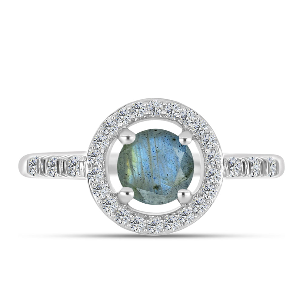 Inel din Argint 925 ( 2.43 grame ) cu Labradorit și Topaz Alb 1.07 Carate