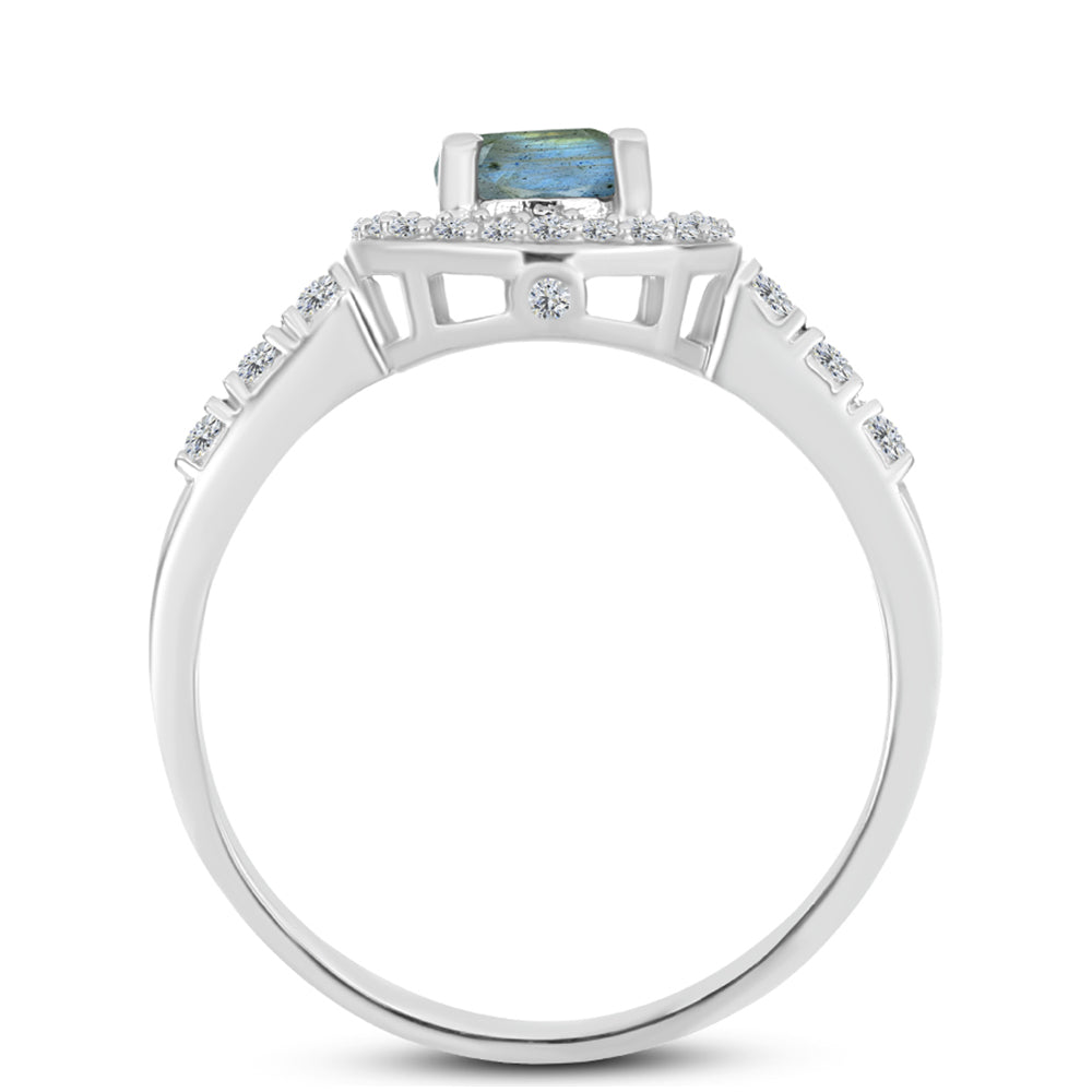 Inel din Argint 925 ( 2.43 grame ) cu Labradorit și Topaz Alb 1.07 Carate 2 
