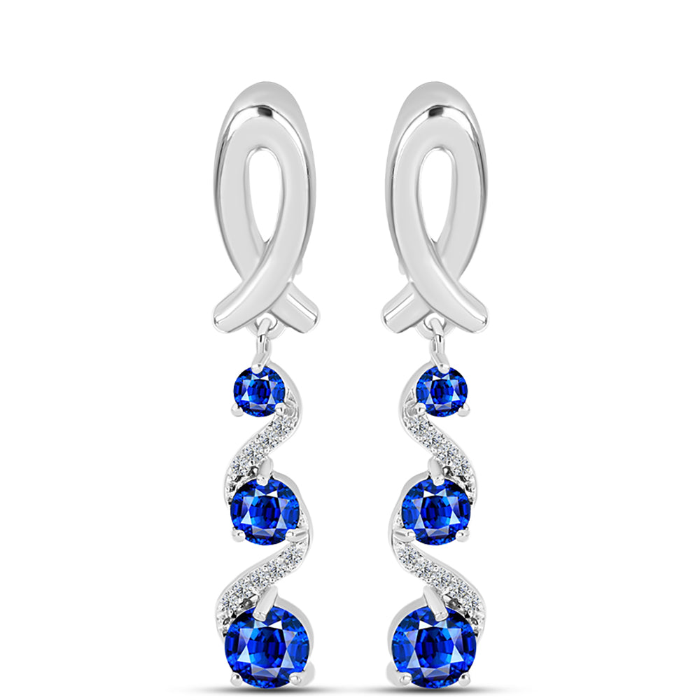 Cercei din Argint 925 ( 4.89 grame ) cu Safir Albastru Australian și Topaz Alb 2.75 Carate 1 