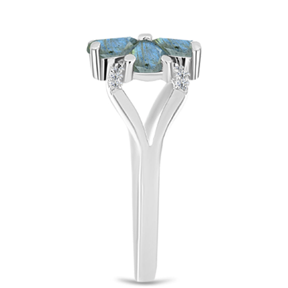 Inel din Argint 925 ( 2.44 grame ) cu Labradorit și Topaz Alb 1.32 Carate