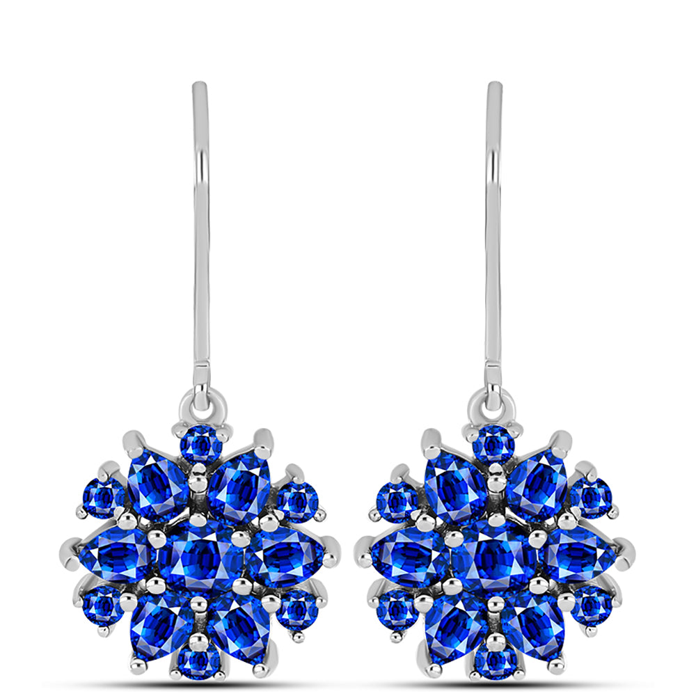 Cercei din Argint 925 ( 3.57 grame ) cu Safir Albastru Australian și Topaz Alb 4.5 Carate 1 