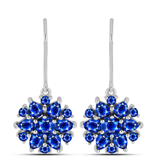 Cercei din Argint 925 ( 3.57 grame ) cu Safir Albastru Australian și Topaz Alb 4.5 Carate