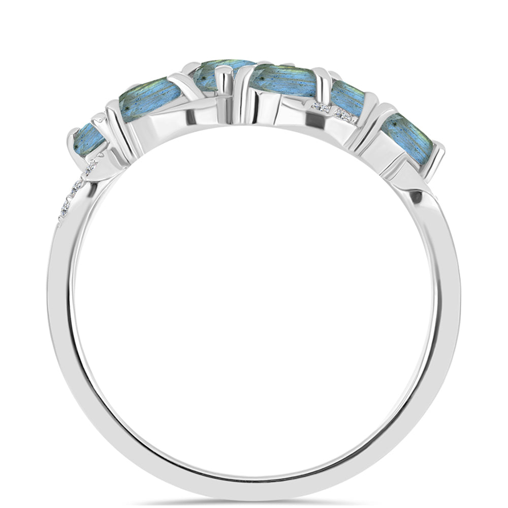 Inel din Argint 925 ( 2.48 grame ) cu Labradorit și Topaz Alb 1.3 Carate 3 