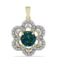 Pandantiv din Argint 925 Placat cu Aur ( 2.75 grame ) cu Drusy Verde și Topaz Alb 3.12 Carate
