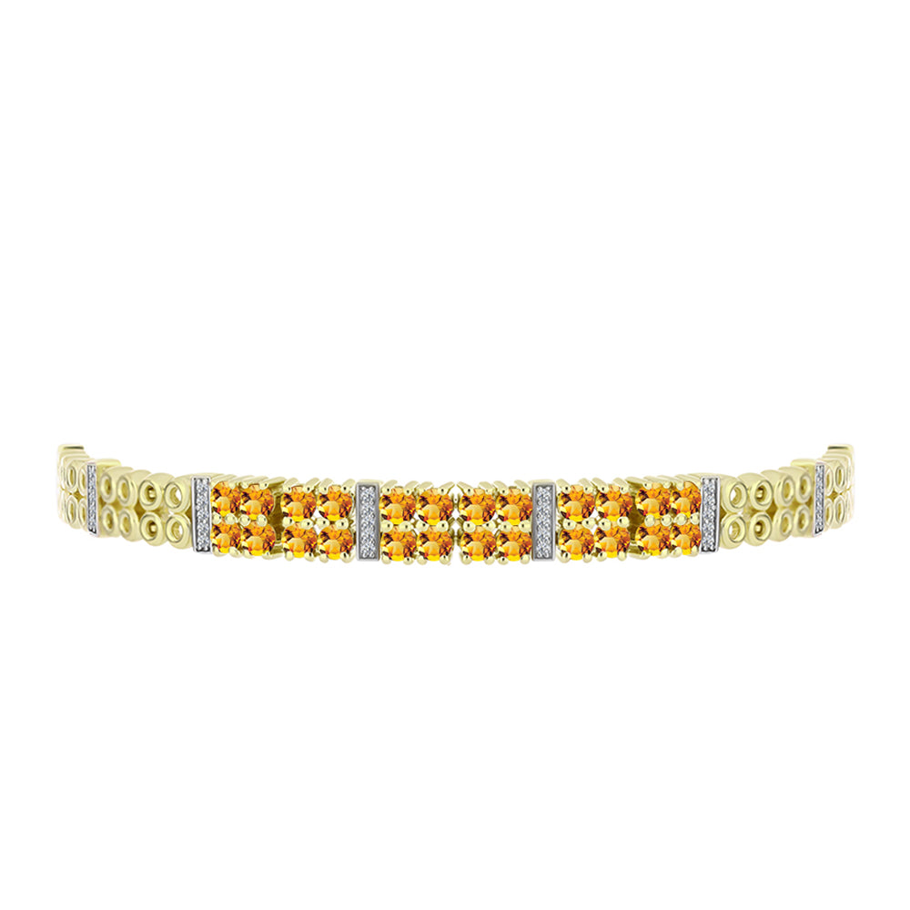 Brățară din Argint 925 Placat cu Aur ( 14.54 grame ) cu Citrin Rio Golden și Topaz Alb 2.9 Carate