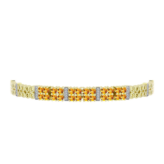 Brățară din Argint 925 Placat cu Aur ( 14.54 grame ) cu Citrin Rio Golden și Topaz Alb 2.9 Carate