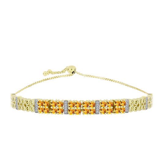 Brățară din Argint 925 Placat cu Aur ( 14.54 grame ) cu Citrin Rio Golden și Topaz Alb 2.9 Carate