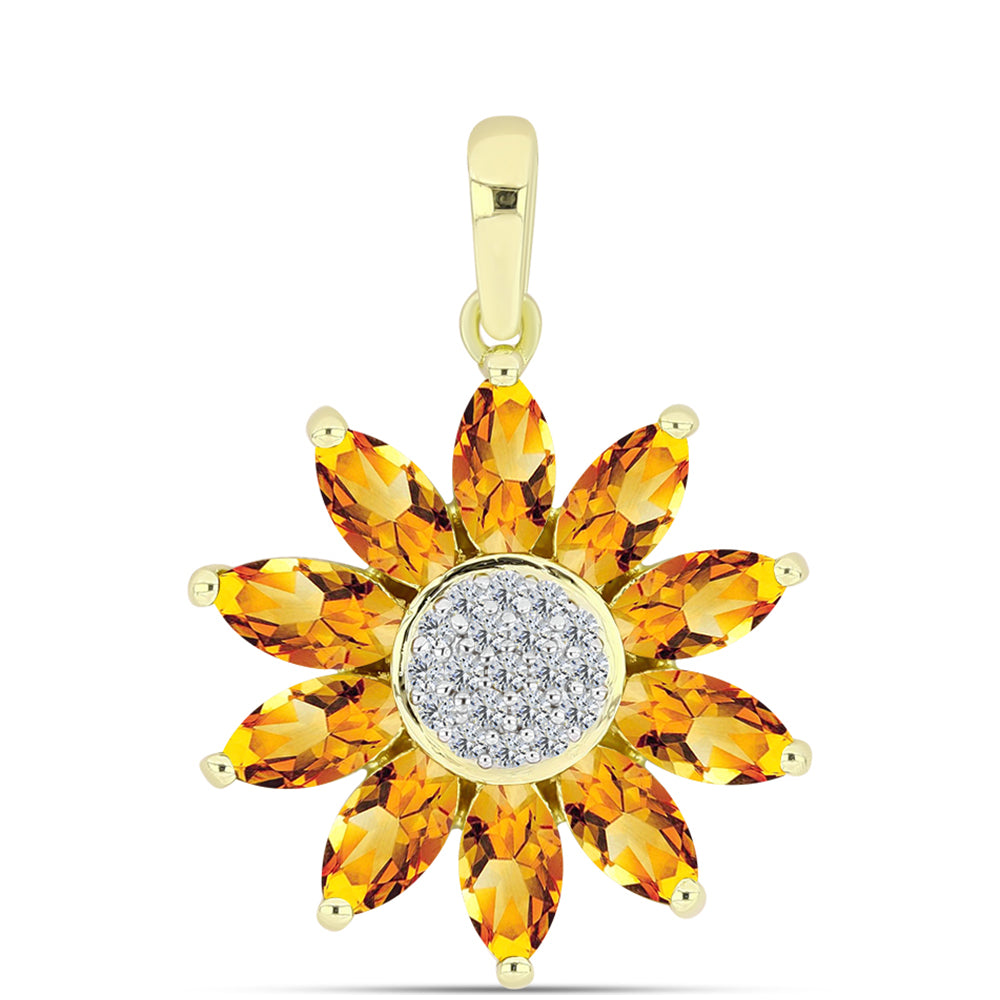Pandantiv din Argint 925 Placat cu Aur ( 2.5 grame ) cu Citrin Rio Golden și Topaz Alb 2.32 Carate