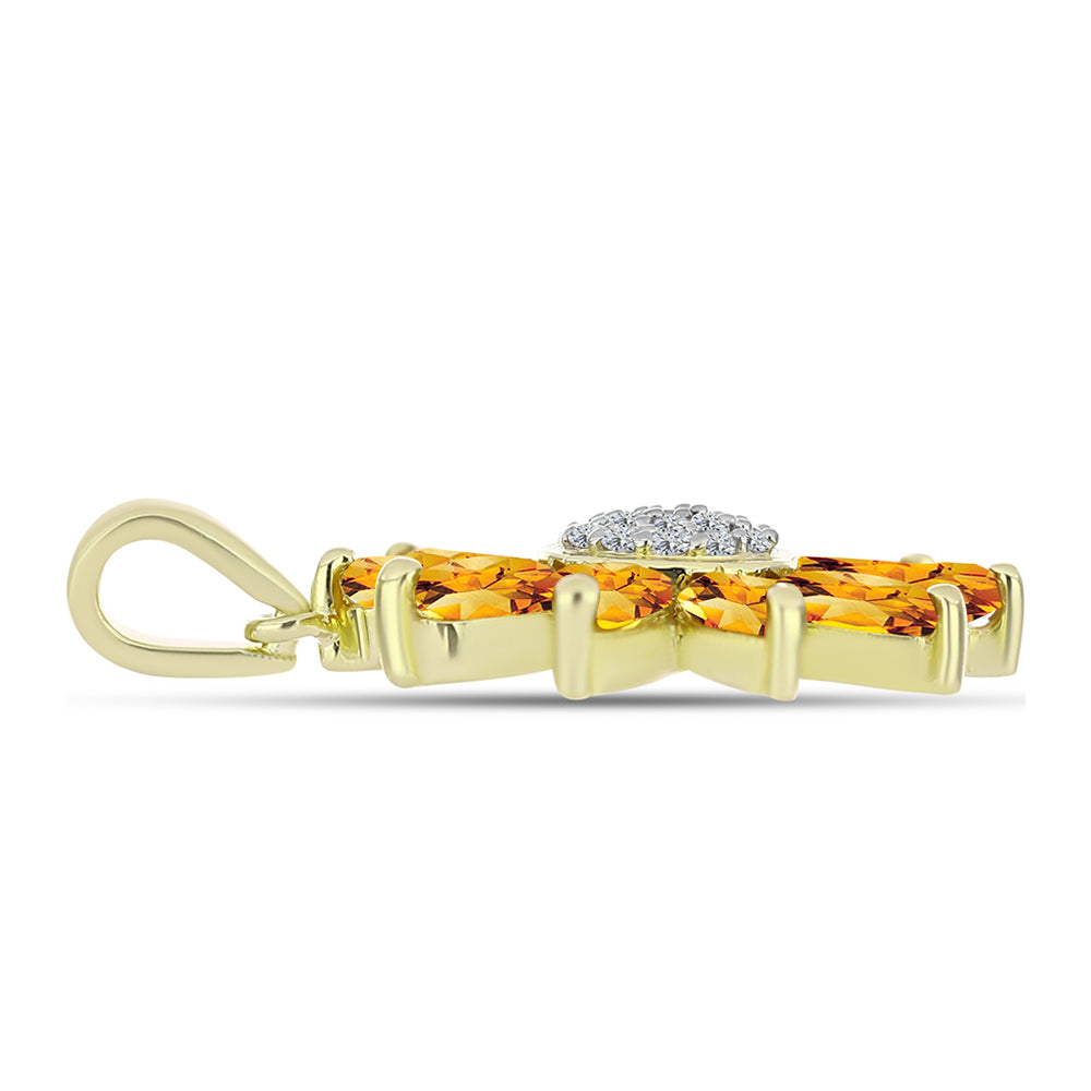 Pandantiv din Argint 925 Placat cu Aur ( 2.5 grame ) cu Citrin Rio Golden și Topaz Alb 2.32 Carate