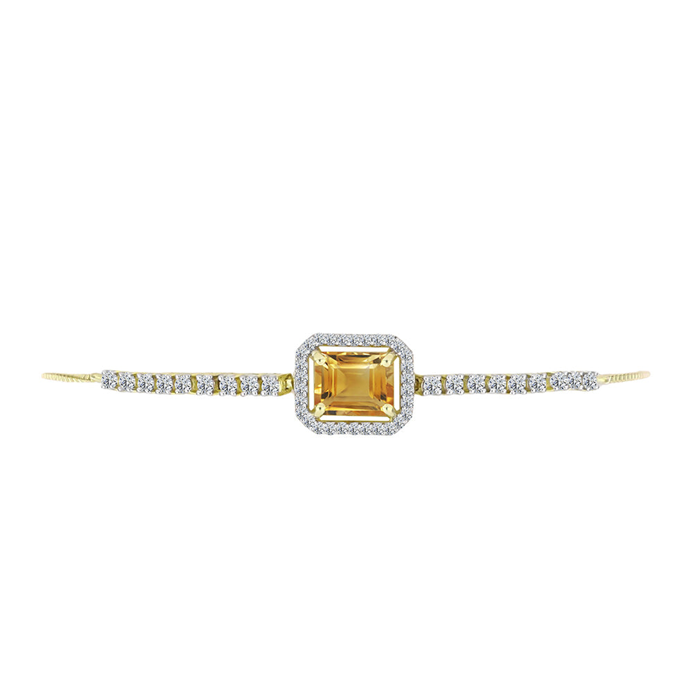 Brățară din Argint 925 Placat cu Aur ( 6.03 grame ) cu Citrin Rio Golden și Topaz Alb 3.16 Carate
