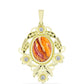 Pandantiv din Argint 925 Placat cu Aur ( 5.66 grame ) cu Jaspul "Lion's Paw" și Topaz Alb 8.39 Carate