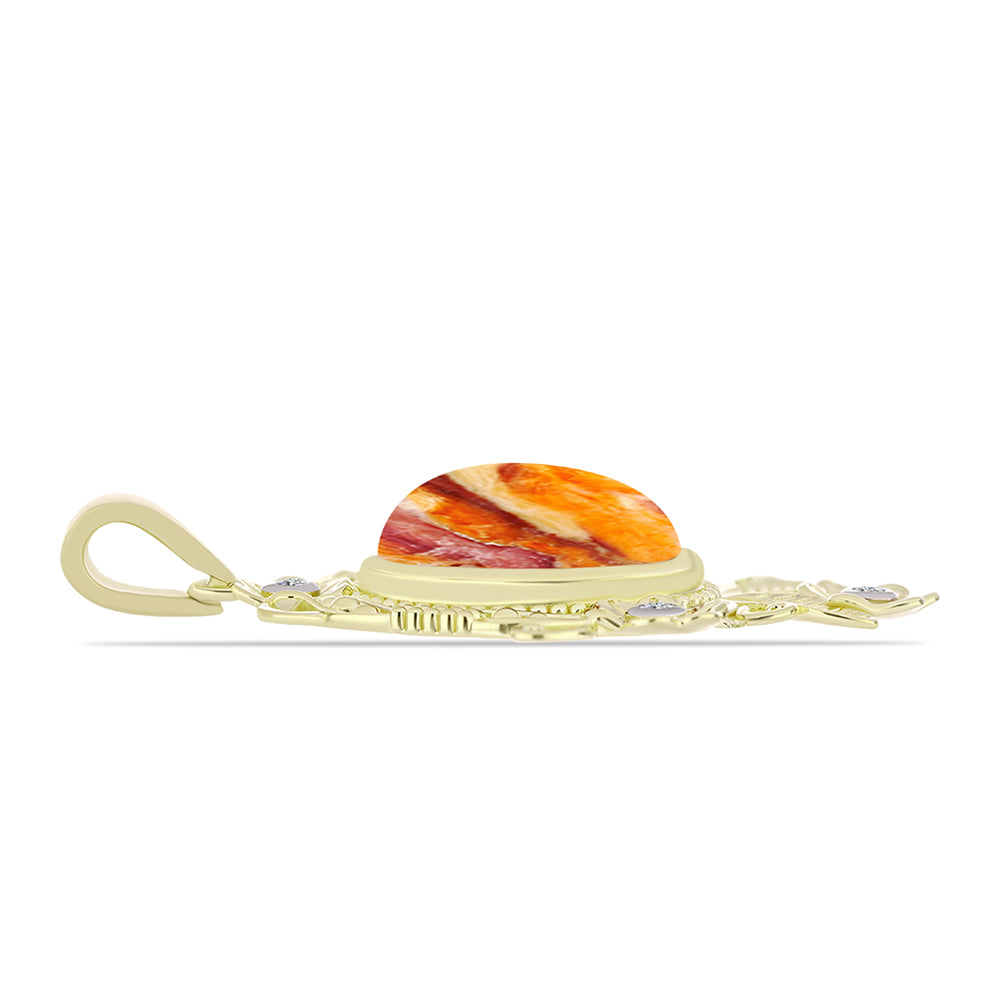 Pandantiv din Argint 925 Placat cu Aur ( 5.66 grame ) cu Jaspul "Lion's Paw" și Topaz Alb 8.39 Carate