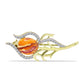 Broşă din Argint 925 Placat cu Aur ( 2.61 grame ) cu Jaspul "Lion's Paw" și Topaz Alb 2.33 Carate