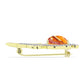 Broşă din Argint 925 Placat cu Aur ( 2.61 grame ) cu Jaspul "Lion's Paw" și Topaz Alb 2.33 Carate