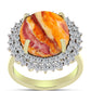Inel din Argint 925 Placat cu Aur ( 4.9 grame ) cu Jaspul "Lion's Paw" și Topaz Alb 8.43 Carate