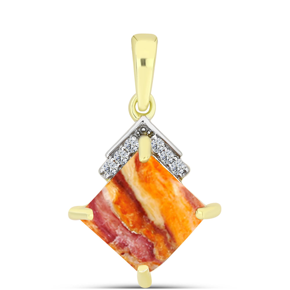 Pandantiv din Argint 925 Placat cu Aur ( 1.24 grame ) cu Jaspul "Lion's Paw" și Topaz Alb 2.73 Carate 1 
