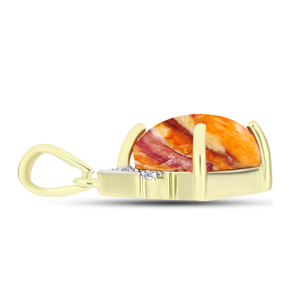 Pandantiv din Argint 925 Placat cu Aur ( 1.24 grame ) cu Jaspul "Lion's Paw" și Topaz Alb 2.73 Carate 2 