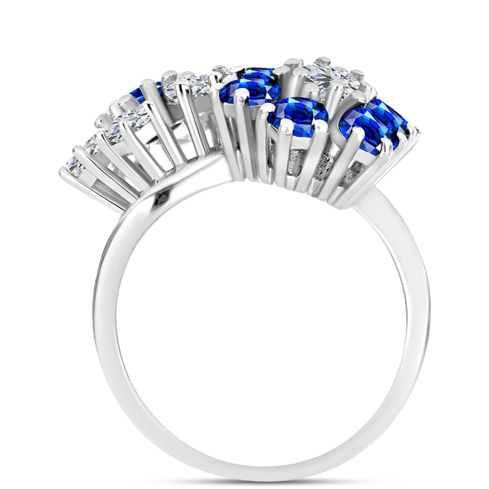 Inel din Argint 925 ( 4.97 grame ) cu Safir Albastru Australian și Topaz Alb 3.44 Carate 2 