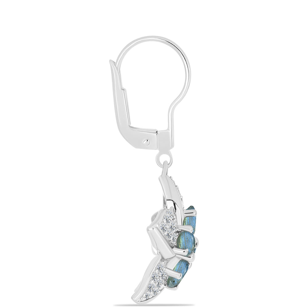 Cercei din Argint 925 ( 6.22 grame ) cu Labradorit și Topaz Alb 2.73 Carate 2 
