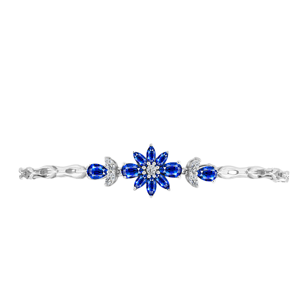 Brățară din Argint 925 ( 6.91 grame ) cu Safir Albastru Australian și Topaz Alb 3.89 Carate 2 