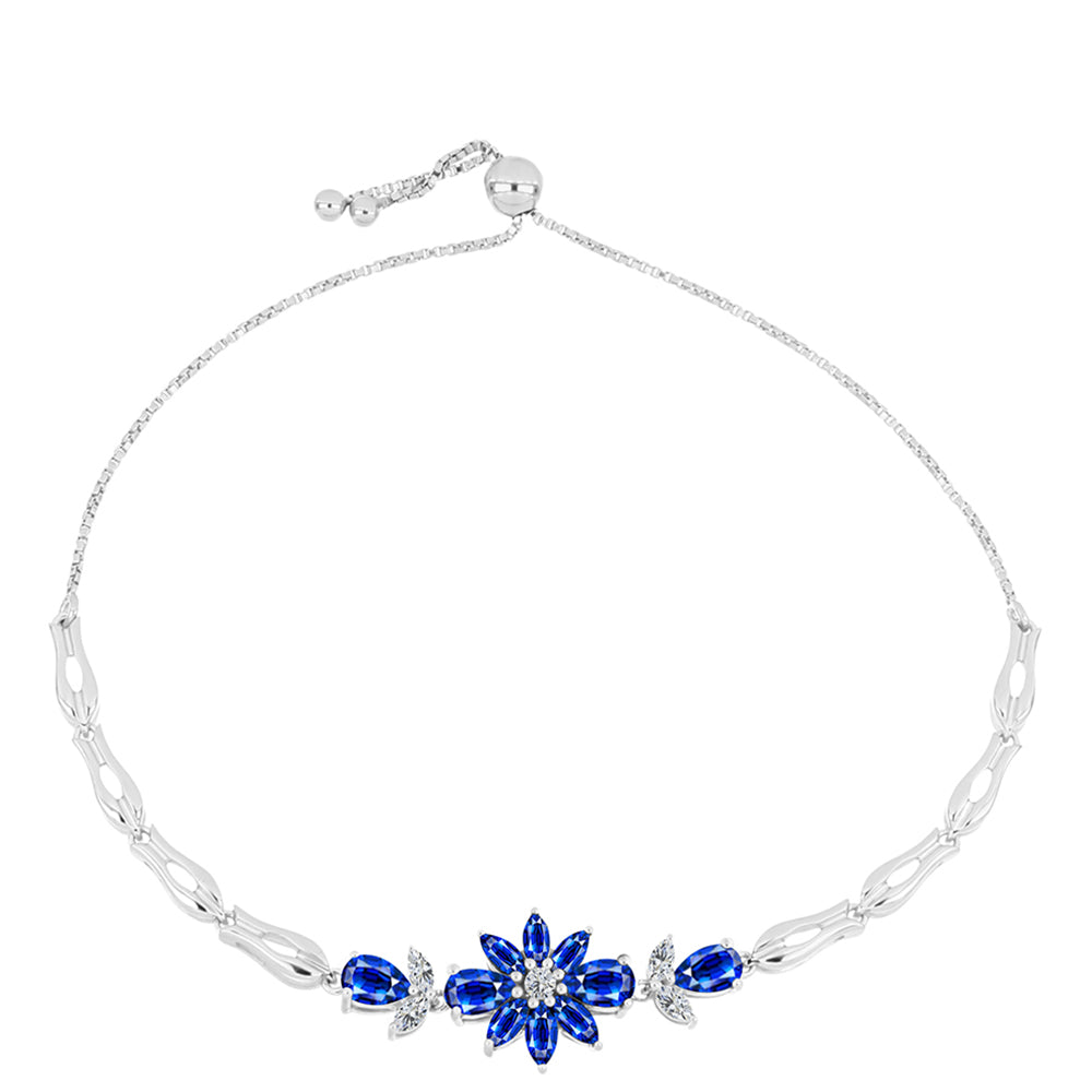 Brățară din Argint 925 ( 6.91 grame ) cu Safir Albastru Australian și Topaz Alb 3.89 Carate 1 