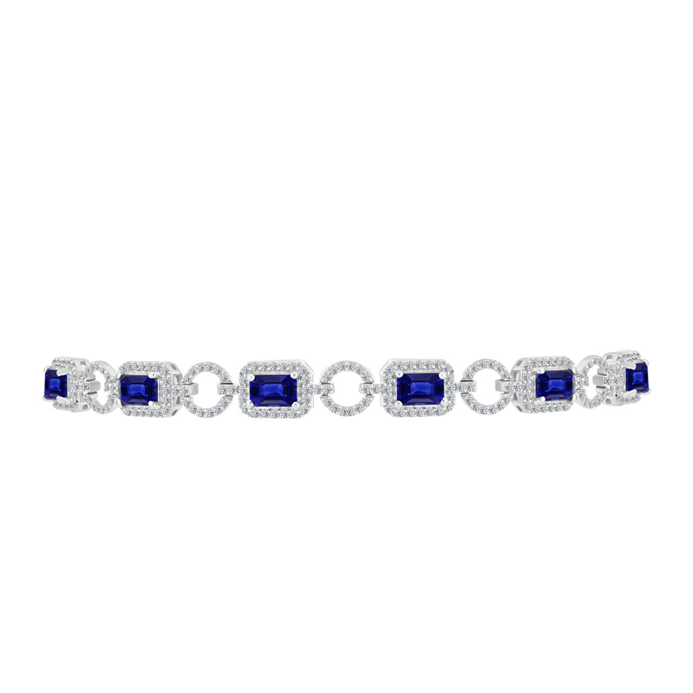 Brățară din Argint 925 ( 7.91 grame ) cu Safir Albastru Australian și Topaz Alb 6.21 Carate