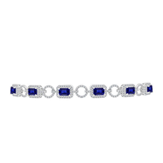 Brățară din Argint 925 ( 7.91 grame ) cu Safir Albastru Australian și Topaz Alb 6.21 Carate