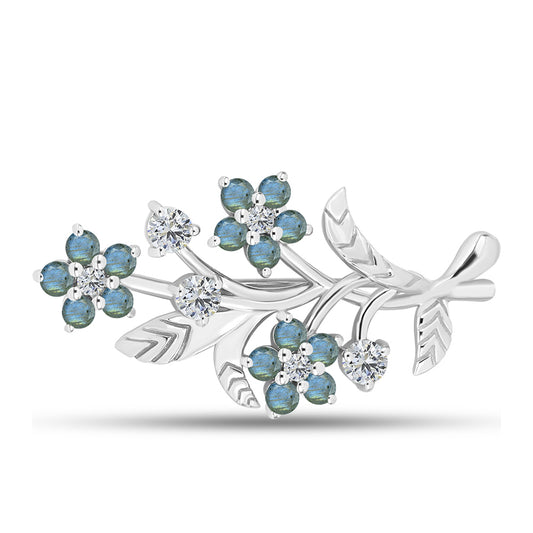 Broşă din Argint 925 ( 5.87 grame ) cu Labradorit și Topaz Alb 2.77 Carate