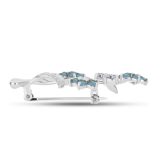 Broşă din Argint 925 ( 5.87 grame ) cu Labradorit și Topaz Alb 2.77 Carate