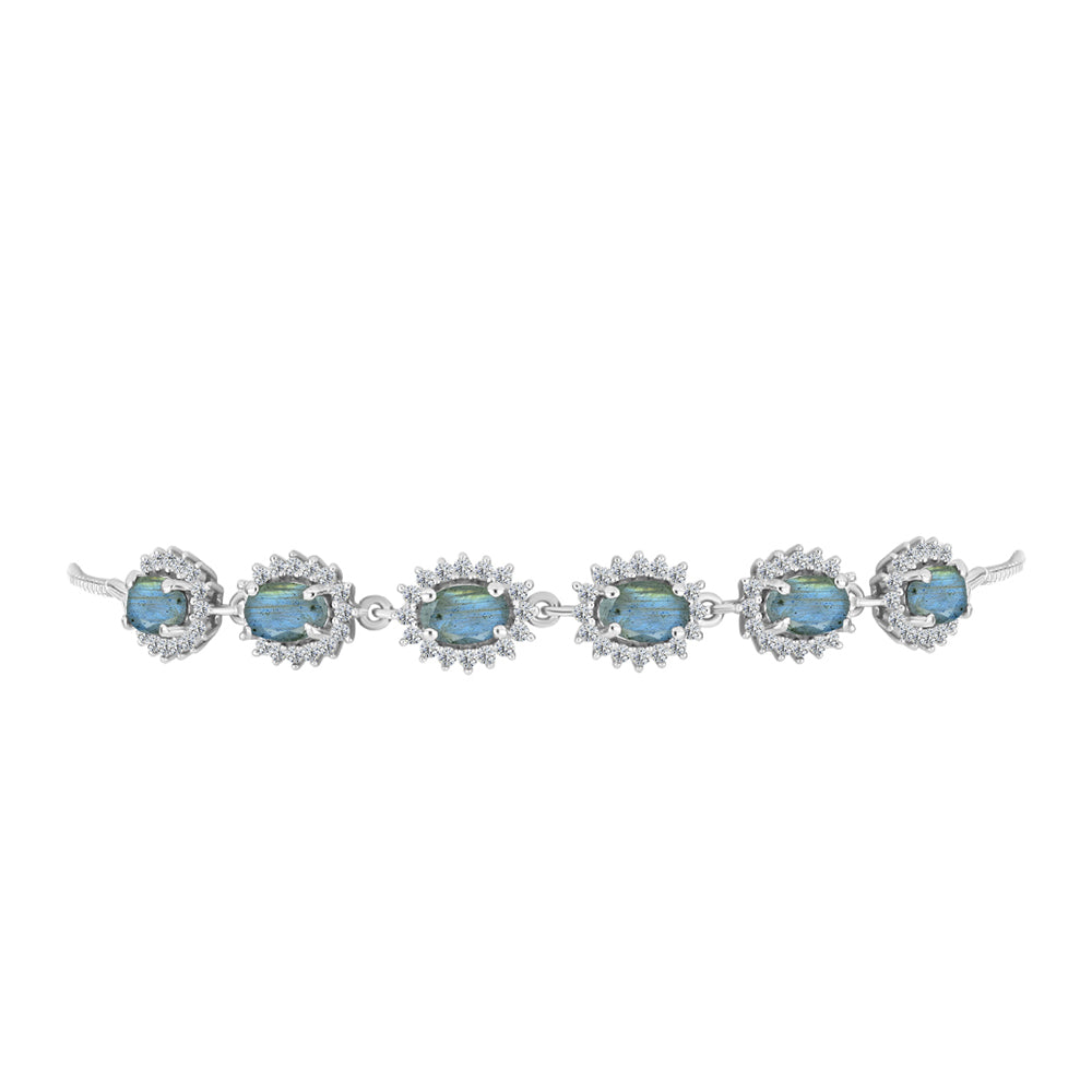 Brățară din Argint 925 ( 4.78 grame ) cu Labradorit și Topaz Alb 3.65 Carate 2 