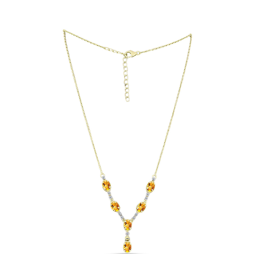 Colier din Argint 925 Placat cu Aur ( 5.47 grame ) cu Citrin Rio Golden și Topaz Alb 2.5 Carate 1 