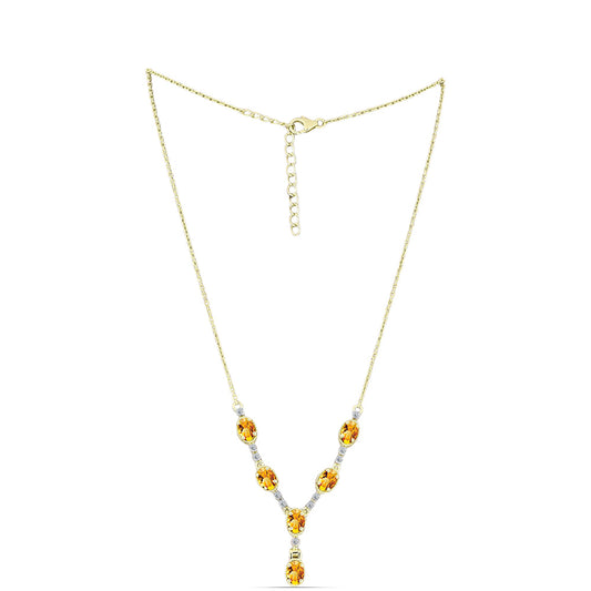 Colier din Argint 925 Placat cu Aur ( 5.47 grame ) cu Citrin Rio Golden și Topaz Alb 2.5 Carate
