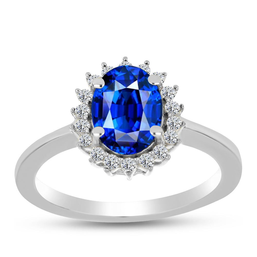Inel din Argint 925 ( 2.09 grame ) cu Safir Albastru Australian și Topaz Alb 1.92 Carate 3 