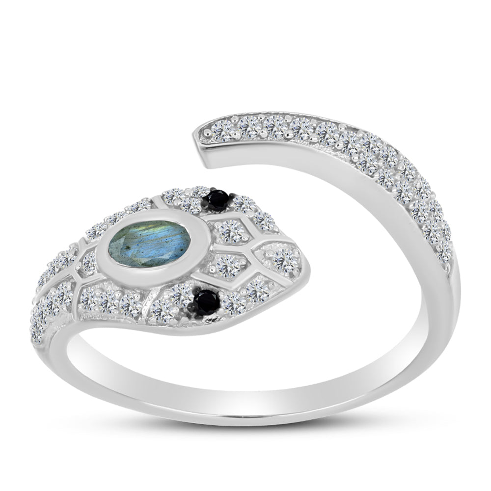 Inel din Argint 925 ( 2.76 grame ) cu Labradorit și Spinel Negru 0.75 Carate 3 