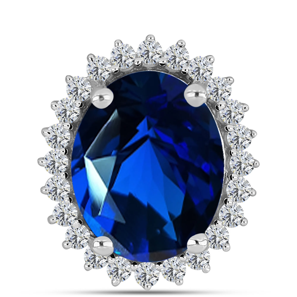 Pandantiv din Argint 925 ( 0.9 grame ) cu Safir Sintetic și Zircon Alb 2.12 Carate