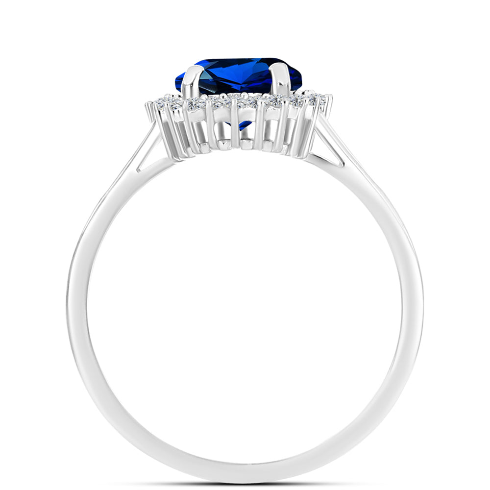 Inel din Argint 925 ( 2.07 grame ) cu Safir Sintetic și Zircon Alb 2.02 Carate