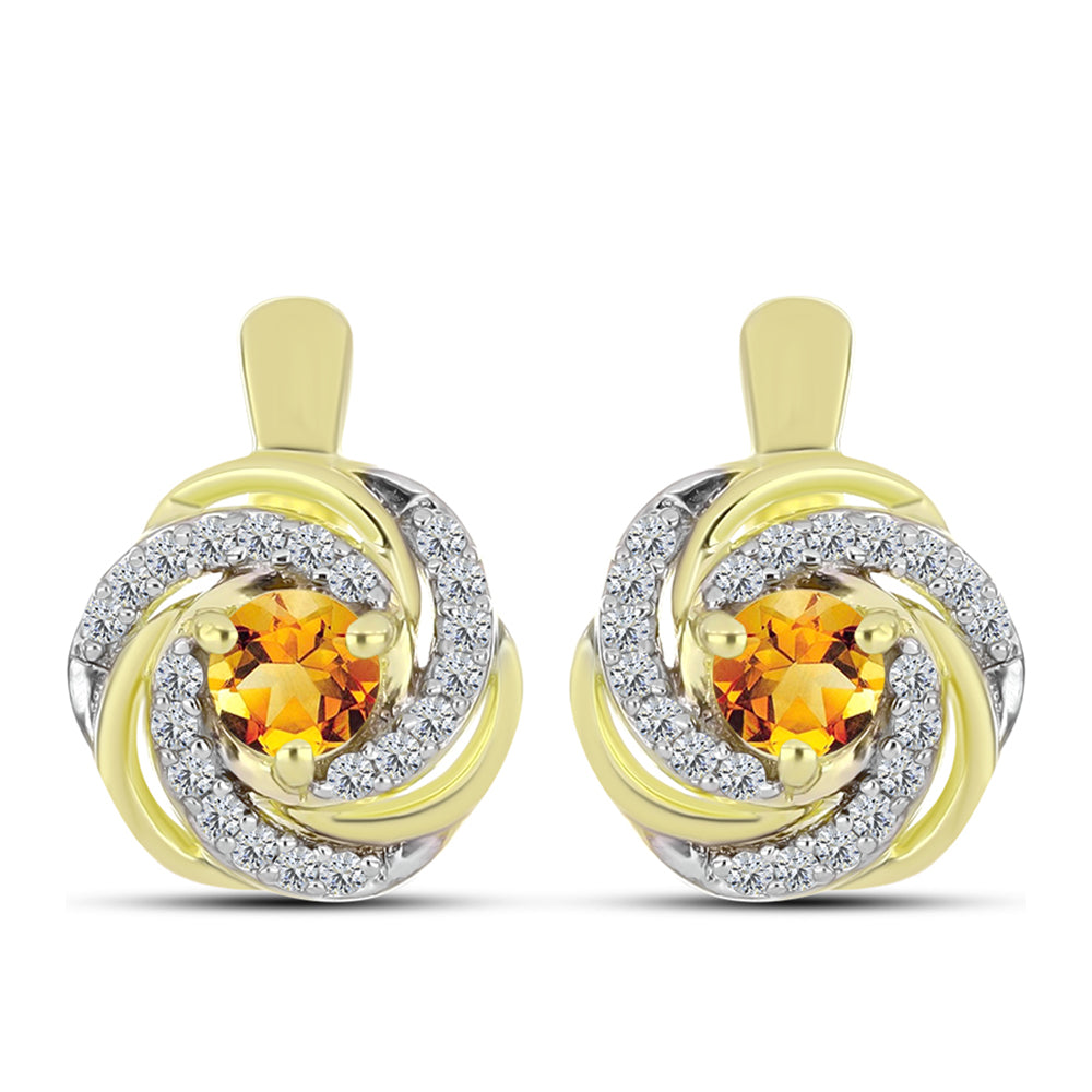Cercei din Argint 925 Placat cu Aur ( 4.06 grame ) cu Citrin Rio Golden și Topaz Alb 0.77 Carate